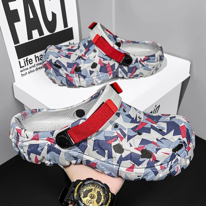 2024 Summer New Men's Slippers Outdoor Garden Clogs Male Casual Shoes Fashion Luxury Sandals Comfort Home Soft Slippers 40-47