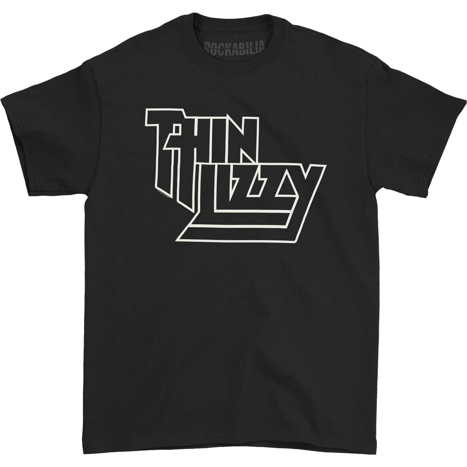 Men s Thin Lizzy Logo Slim Fit T-shirt Small Black XL