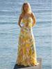 2026 Summer Women's Yellow Pink Print Halter Backless Wide Hem Long Dress