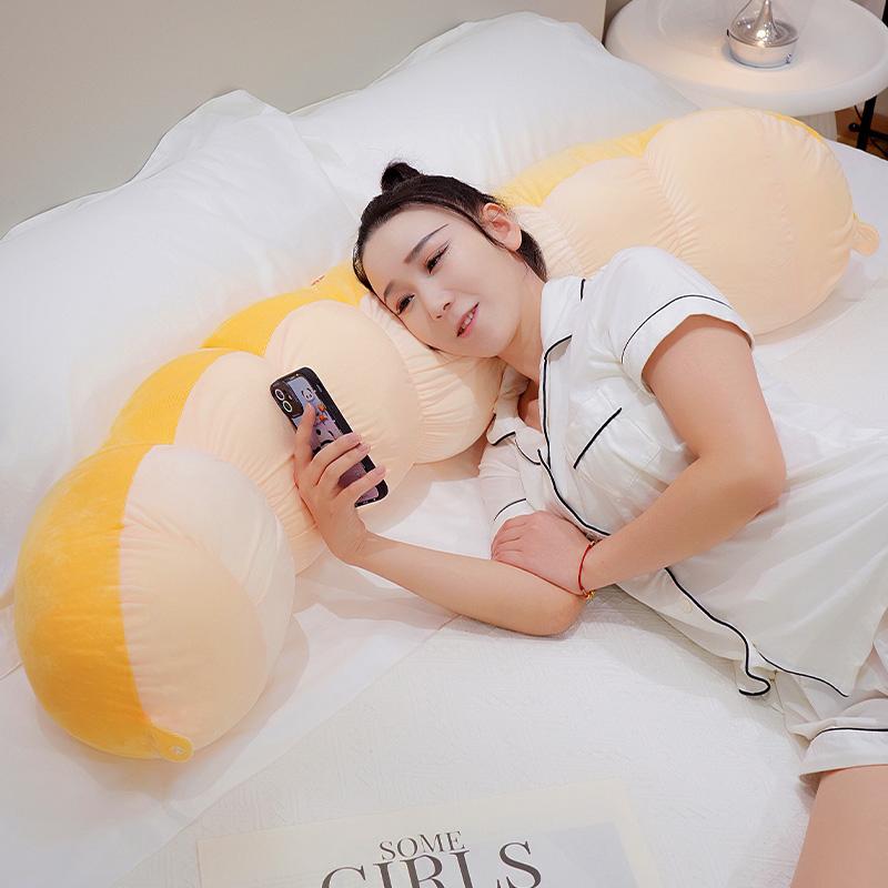 110Cm/130Cm Cartoonish Pea Filled Long Soft Backrest Gentle Chubby Comfortable Pea Huggable Bolster Comforting Naptime Cushion Suitable For Family