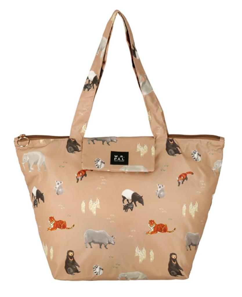 Friends Hill Zippered Tote Bag Zoo Light Brown W.R.PAL CS-150-209