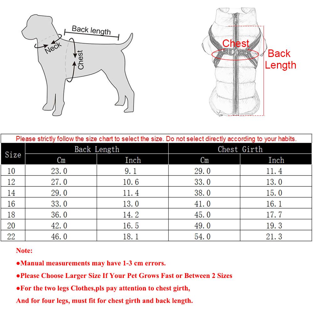 Waterproof Dog Harness Jacket Pet Dog Clothes Winter Warm Puppy Clothing Vest For Small Dogs Chihuahua Pug Coats Costume Outfits