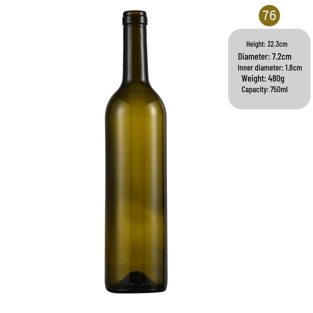 In-Stock Burgundy Green Glass Wine Bottle - Ideal for Red Wine, Liquor, Home Brewing, and Fruit Wine Storage