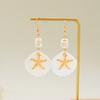 Handmade Bohemia Starfish Shell Dangle Earrings for Women Girls Exquisite Crystal Metal Ear Hook Earrings Fashion Jewelry Gift
