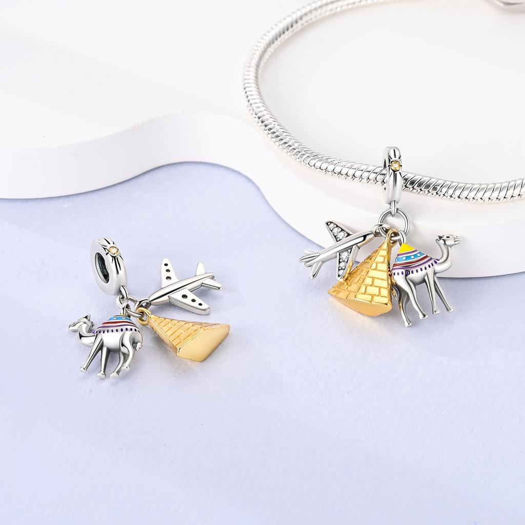 Silver Plated Pyramid Lucky Guardian Angle Charms for DIY Jewelry Making Bracelet Beads Pendants Dangle