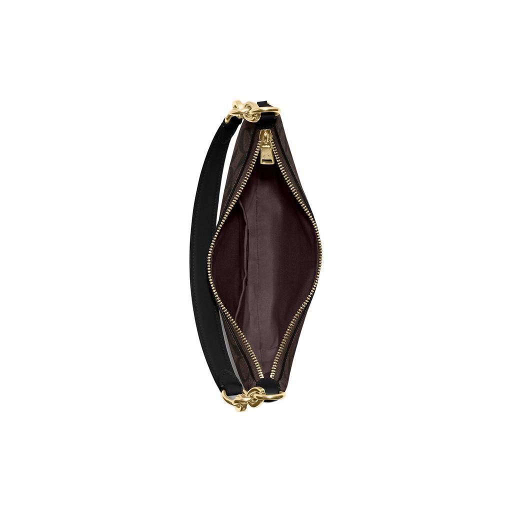 Coach Payton 28 Classic Monogram Zipper Closure Coated Canvas And Leather Half Moon Shoulder Bag Women shoulder bag Dark-Brown CE620-IMAA8