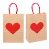 10Pcs/Set Shopping Tote Bag DIY Red Heart Anniversary Party Decor Gift Packing Bags Wedding with Tag Kraft Paper Valentine's Day