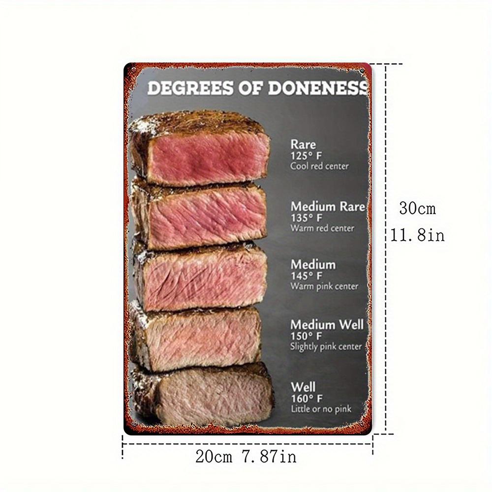 

Vintage Metal Sign Steak Doneness Guide Decorative Tin Plate Art Perfect for Home Office Gym or Bedroom 20x30cm（7.8x11.8inch）
