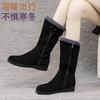 Winter Non-slip Warm Snow Boots New Medium Tube Martin Boots Piled Thickened Flat Bottom Side Zipper Cotton Shoes