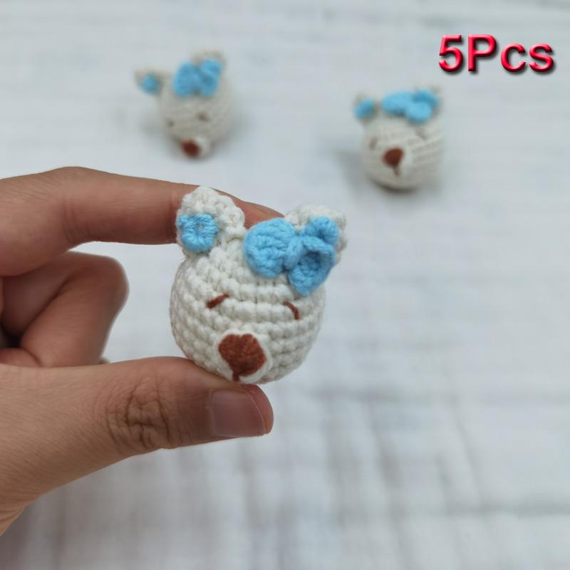 5pc Crochet Beads Animal Rabbit  Chewable Beads DIY Wooden Teething Knitting Beads Jewelry Crib Sensory Toy Baby Teether
