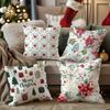 Christmas-Themed Floral & Gift Print Pillowcasesuitable For Sofa Car Bedroom Decorative Cushion Cover Pillow Cover