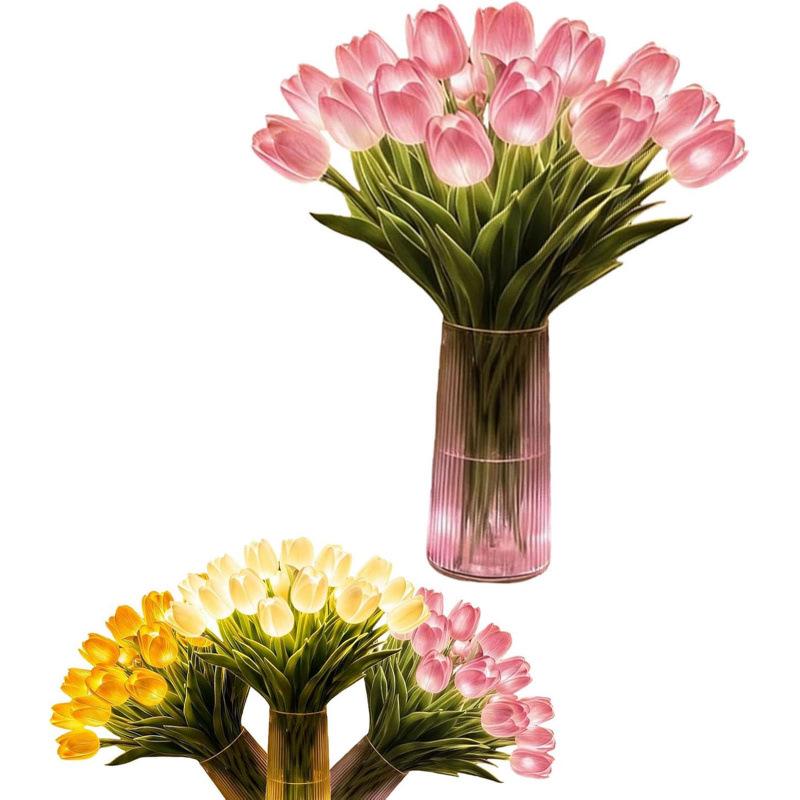Romantic Glowing Tulip Night Light Bouquet - Mixed Colors