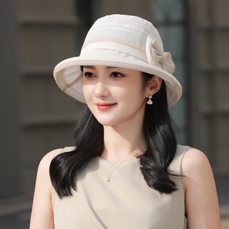 Summer New Hat Women's Sunshade Sunscreen Sun Hat Fashion Bow Versatile Bucket Hat Sunshade Sunscreen Basin Hat