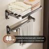 Modern Simple Steel Wallmounted Towel Rack With Foldable Double Bars For Bathroom Storage