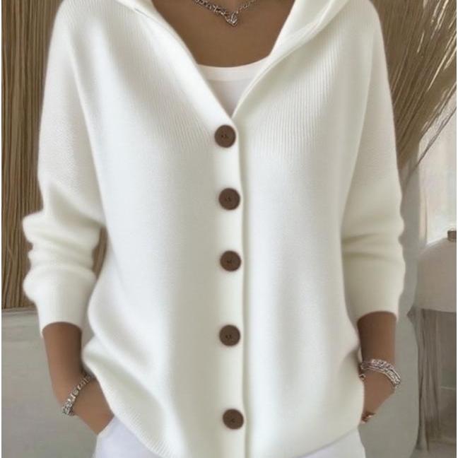 Women's Knit Hooded Cardigan Sweater - Solid Color, Casual Fashion for Autumn & Winter In Europe & America