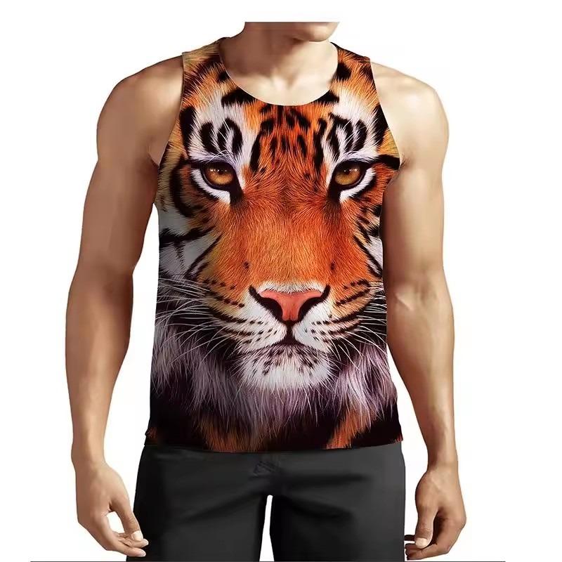 

Animal Tiger 3D Printed Tank Tops Men s Casual Streetwear Fashion Sportswear Vest Oversized Sleeveless Tank Top Gym Man Clothing S