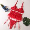 Sexy Embroidery Lingerie Red Hot Ensemble Lingeries Femmes Fantasy Skirt g-String Wireless Bra Briefs Romantic Kit New Year Gift