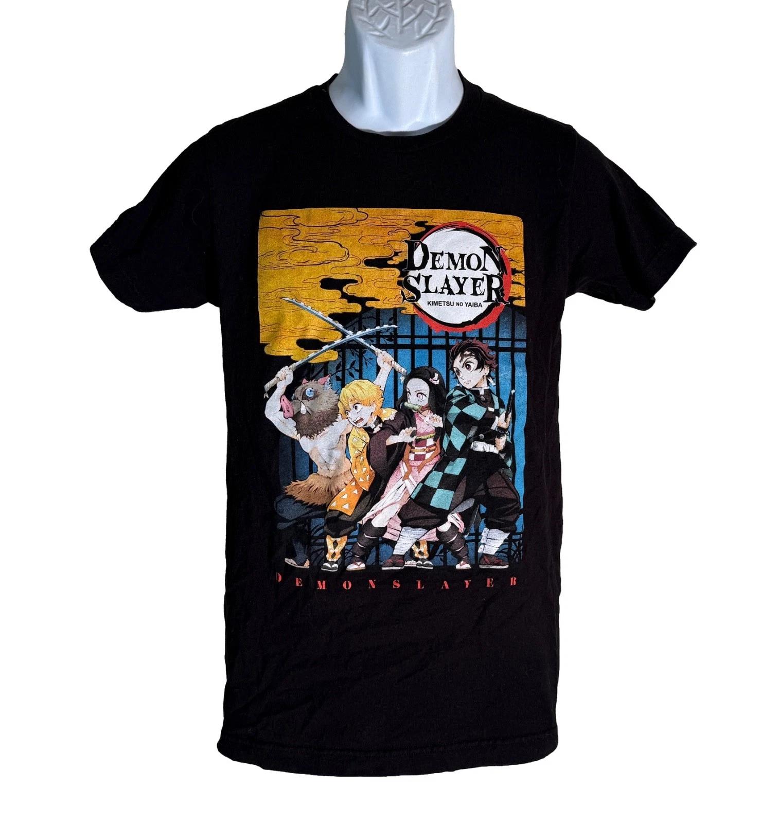 DEMON SLAYER Short Sleeve Pull-Over Black T-Shirt Small L