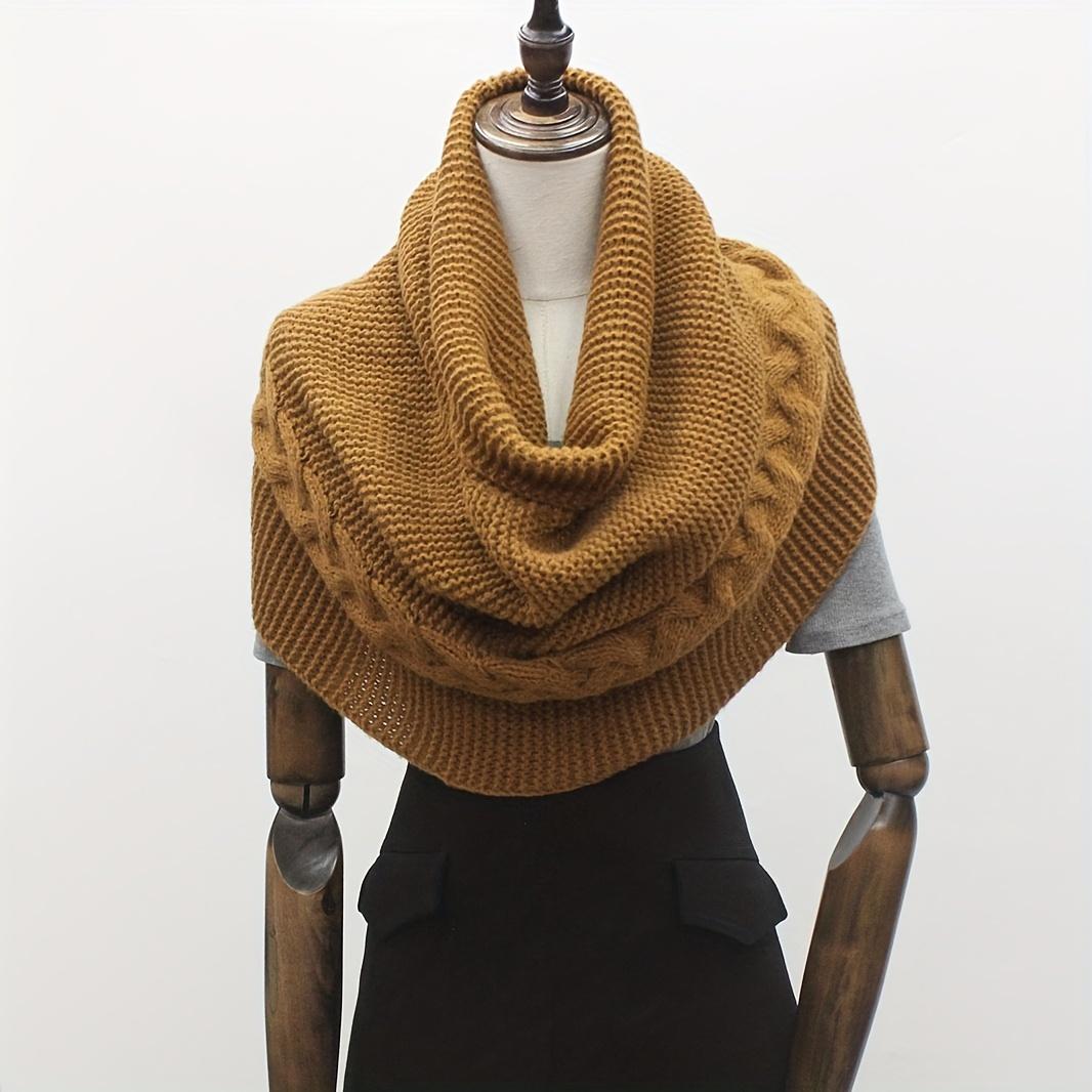 

1 шт. Вязаный шарф-манишка в корейском стиле, надеваемый через голову, с высоким воротом, универсальный, однотонный, подходит для тепла при выходе на улицу 47x54x32cm