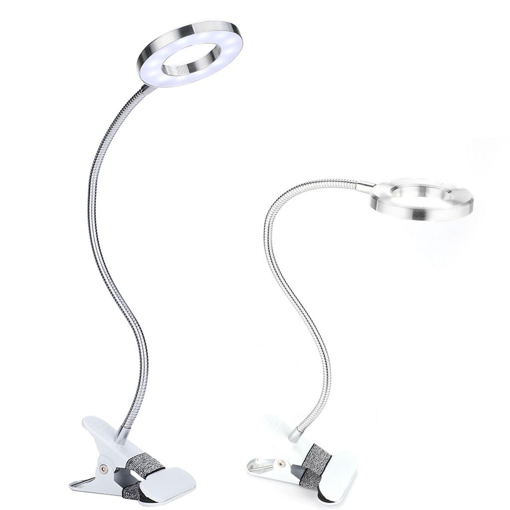 USB LED Desk Lamp with Clamp Flexible Gooseneck Clip On Book Light for Reading for Nail Beauty Salon Lash Extension