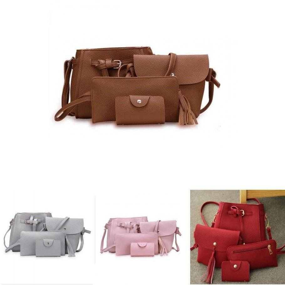 Fashionable 4pcs Messenger Purse And Card Wallet Set In Classic Appeal