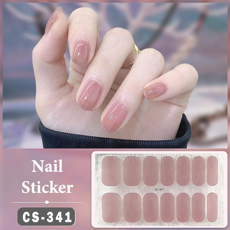 No Baking Lamp Waterproof Nail Wraps Full Cover Nail Stickers Solid Color 14 Nails/Set Multi Color Nail Art Look Patch Firm