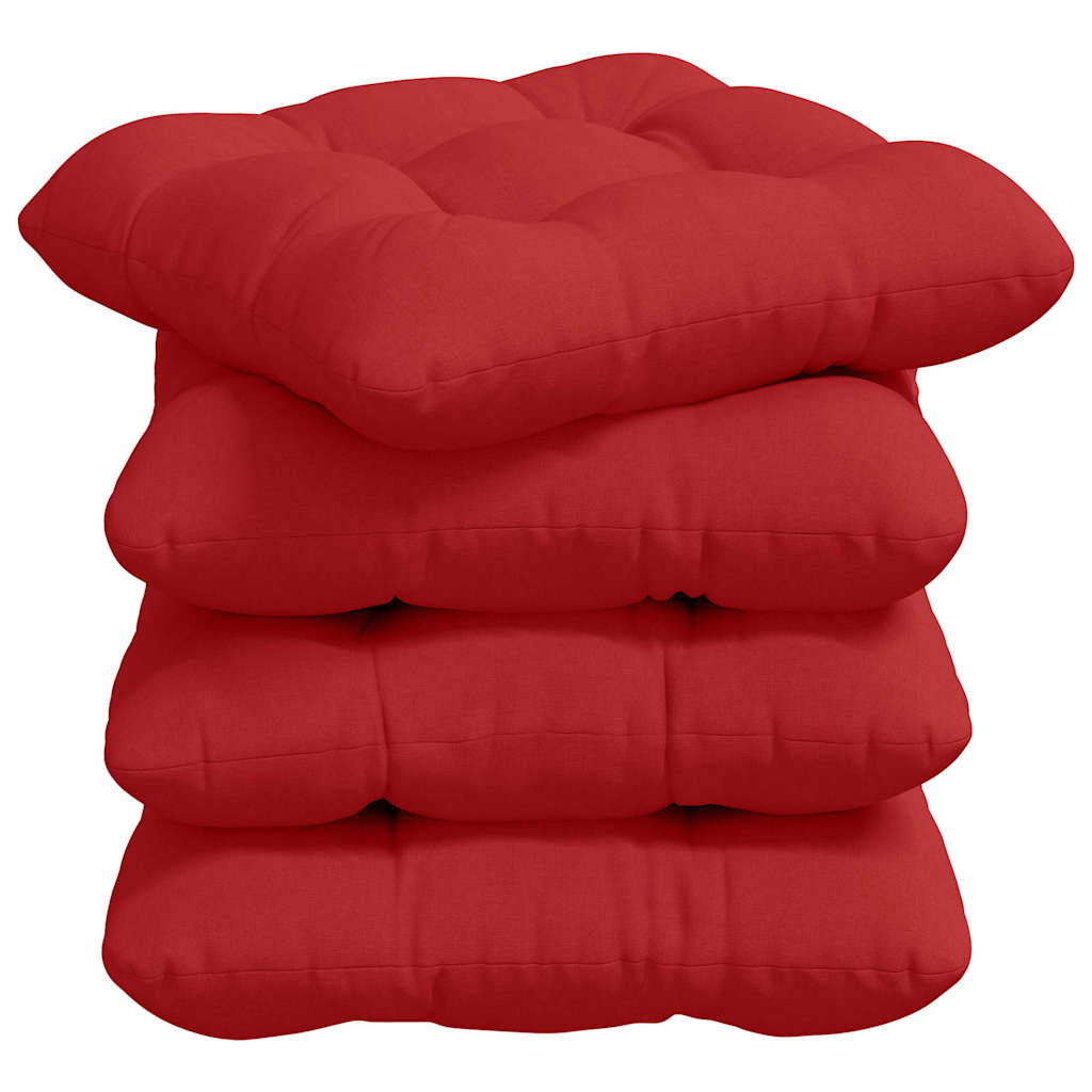 Seat Cushion Set 4 Pcs Red 40 X 40 X 12 Cm Fabric