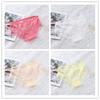 Girls' Sexy Lace Briefs Breathable Underwear with Butterfly Knot Carved Mid Air Waist Knickers Solid Color Women's Triangle Panties