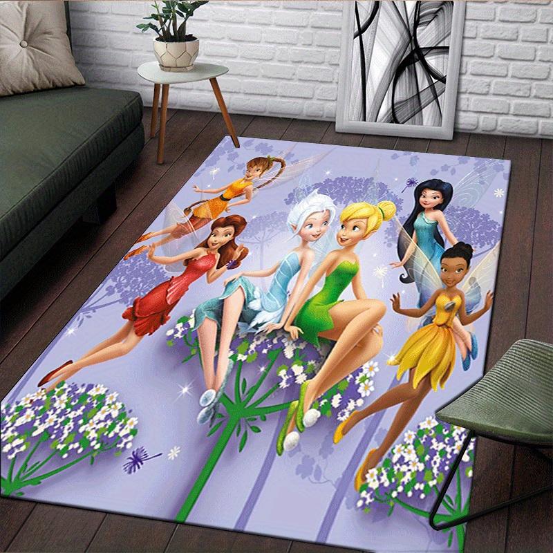 1pc Tinker Bell Pattern Area Rug Soft Flannel Floor Mat for Living Room,Office,Bedroom and Carpet,Sofa Coffee Table Floor Mat