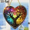 2D Flat Heart-Shaped Tree Acrylic Stained Glass Style Decoration Sign, Suitable for Wall Decoration, Porch, Room, Villa, Accents Home, Hallway, or Wor