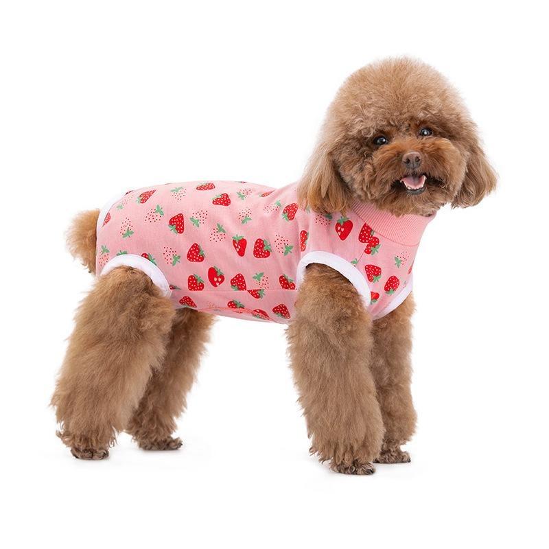 Dog Clothes, Thin Belly Protection Vest, Belly Anti-cool Free Striped Shirt, Back Buttons, Female Dog Sterilization and Weaning
