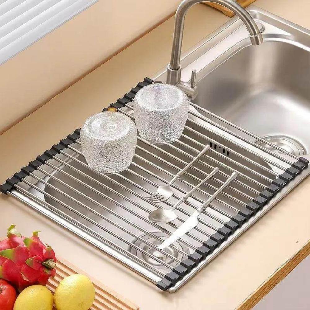 Space Saving Dish Drainer Multi-Functional Roll Up Dish Rack Drain Pad  Dishwashing Sink