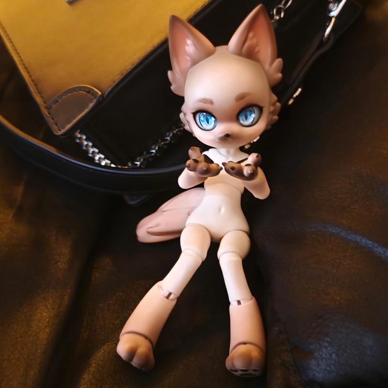 

Original Siamese Cat Body Makeup Joint Doll Tinguin 1/12 Kitten Animal Body Bjd Nude Doll Movable Body Model Decor Toys Gift No eyeballs-Hairy