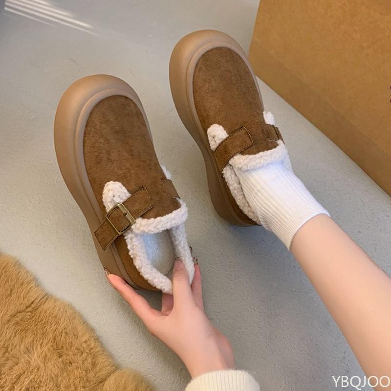 Women's New Autumn Winter Versatile Thick Soled High Rise Snow Cotton Shoes Simple Comfortable Daily Casual Warm Shoes