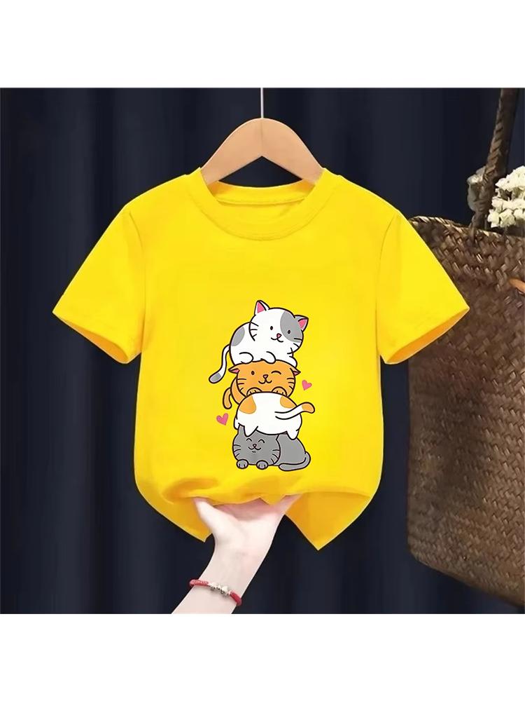 Kids Girls Just a Girl Who Loves Cats Graphic TShirt Soft Cotton Crew Neck Tee Casual Summer Wear for School Playdf0020