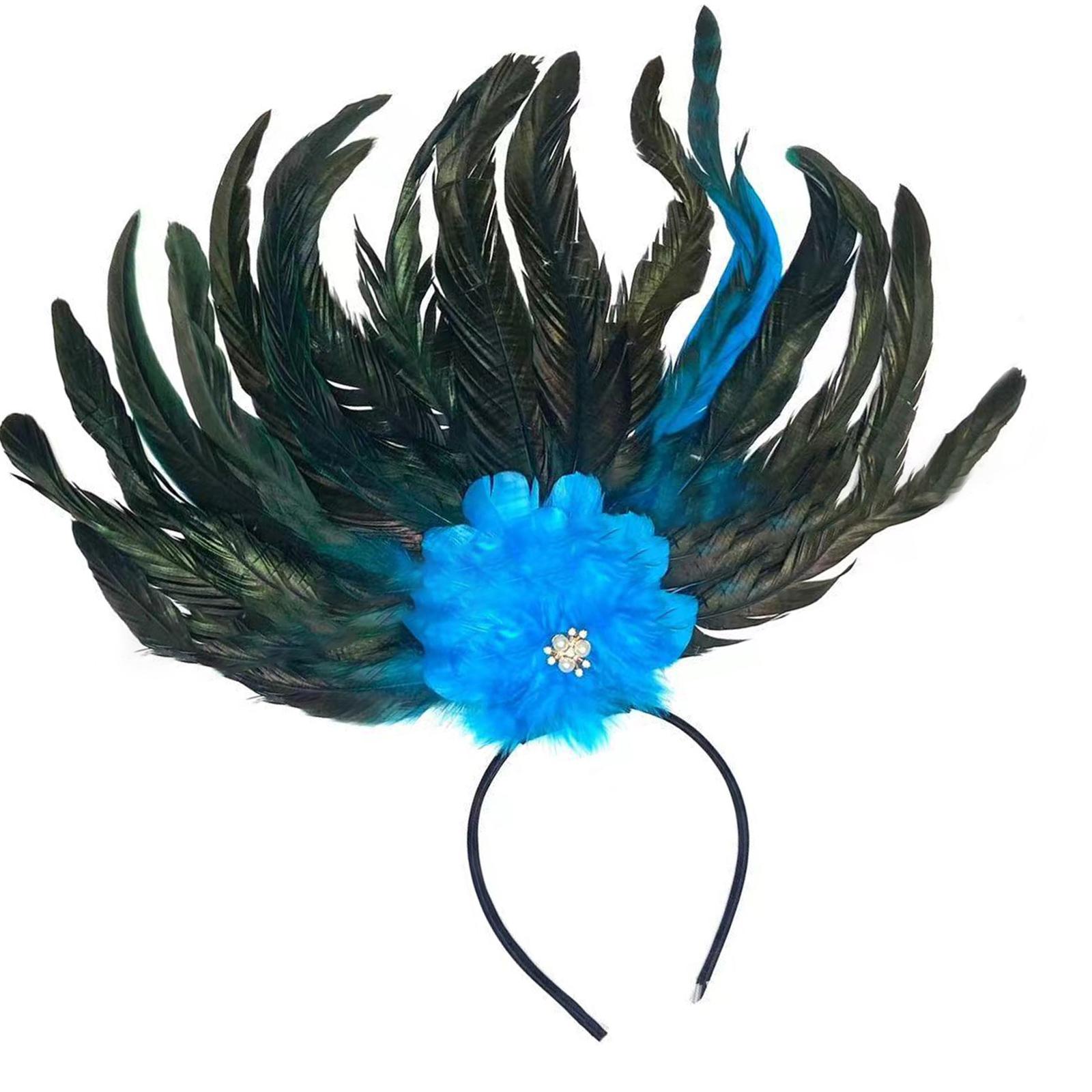 

Элегантный головной убор с перьями, косплей, аксессуары для волос, модные накладные волосы, головной убор для костюма для вечеринок и торжеств синий