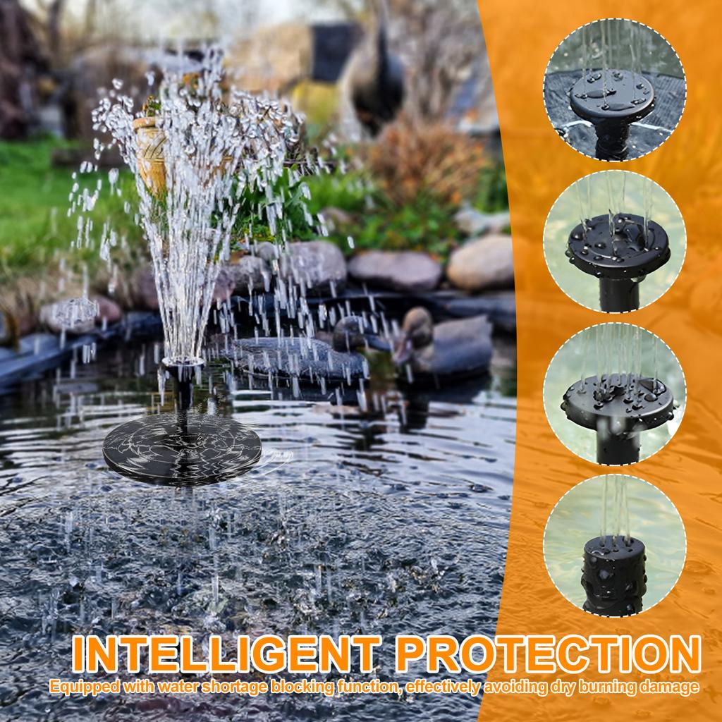 4W Solar Bird Bath Fountain Pump Outdoor Solar Powered Fountain with Color LED Lights & 6 Nozzle for Garden Pond Pool Decoration