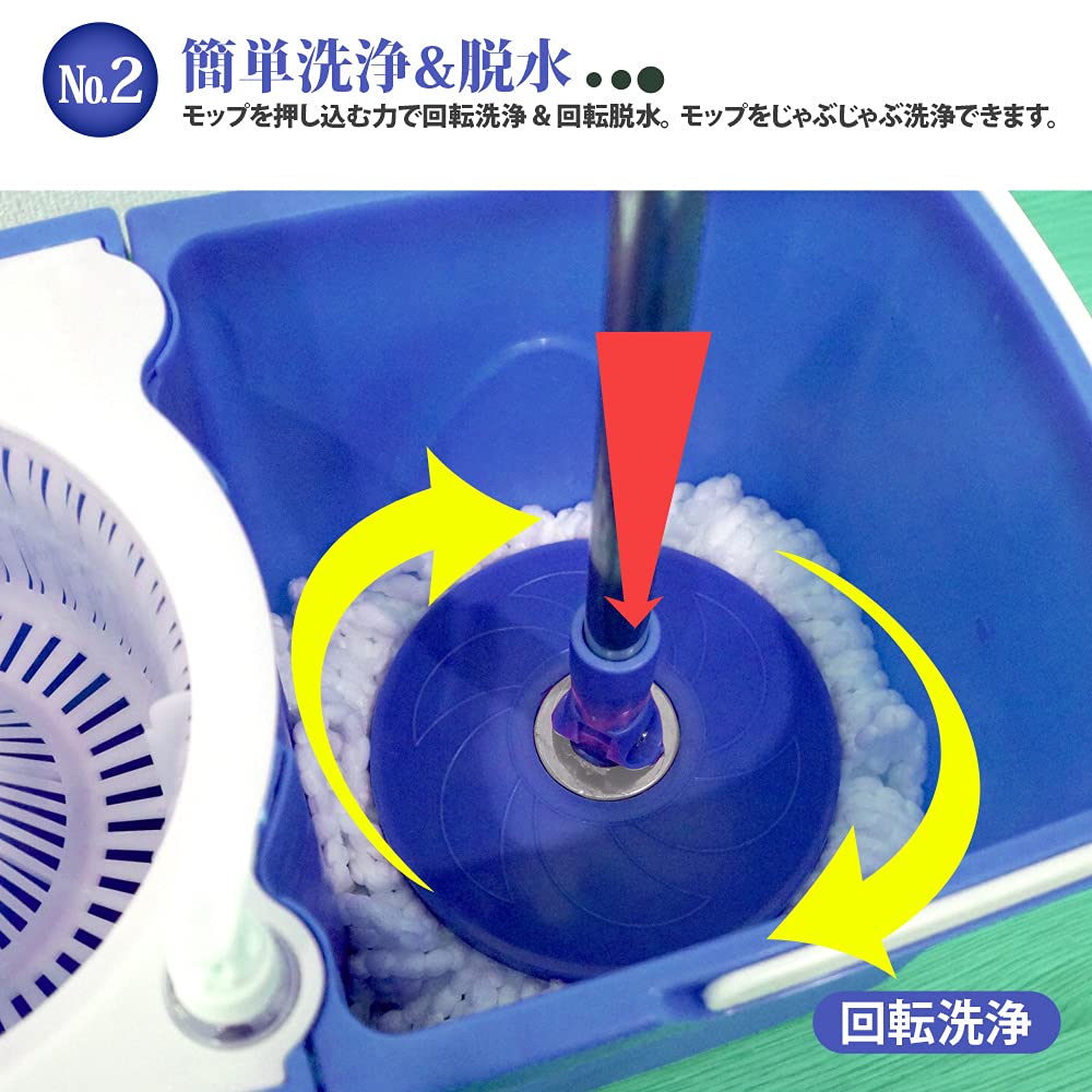 Double Rotating Mop with Two Cleaning No Durable Drainer, Tanks, Pedal, Blue, [XH702]