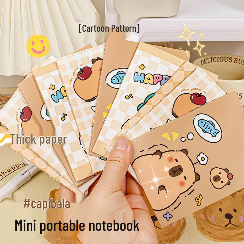 Capybara Riding a Horse Cartoon Notebook - Portable Student & Office Record Book