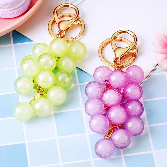 Keychain Pendant Transparent Grape Shape Acrylic Key Chain with with Lobster Clasp Easy To Hang Key Holder Backpack Car Accessory
