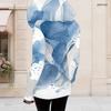 Women Plus Size Black Beige Printed Asymmetric Cutout Neck Hooded Long Sleeve Fitted Top