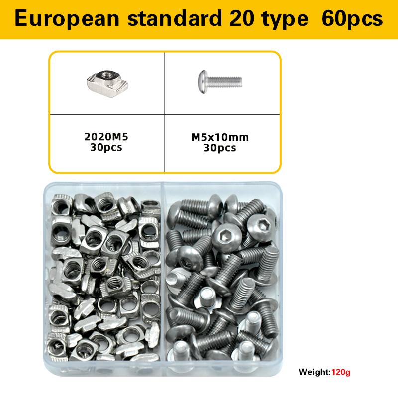 T-Nuts Screws Kit T Track Nut for 2020 3030 Series Aluminum Extrusion T Slot Nut M3 M4 M5 M6 Hexagon Socket Bolts T Sliding Nuts