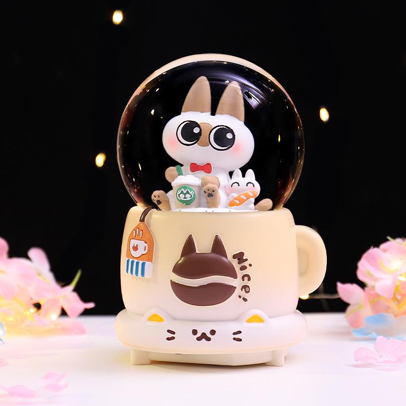 Iridescent Castle Snowfall Crystal Ball Music Box for Kids - Dreamy Fairy Tale Carriage.