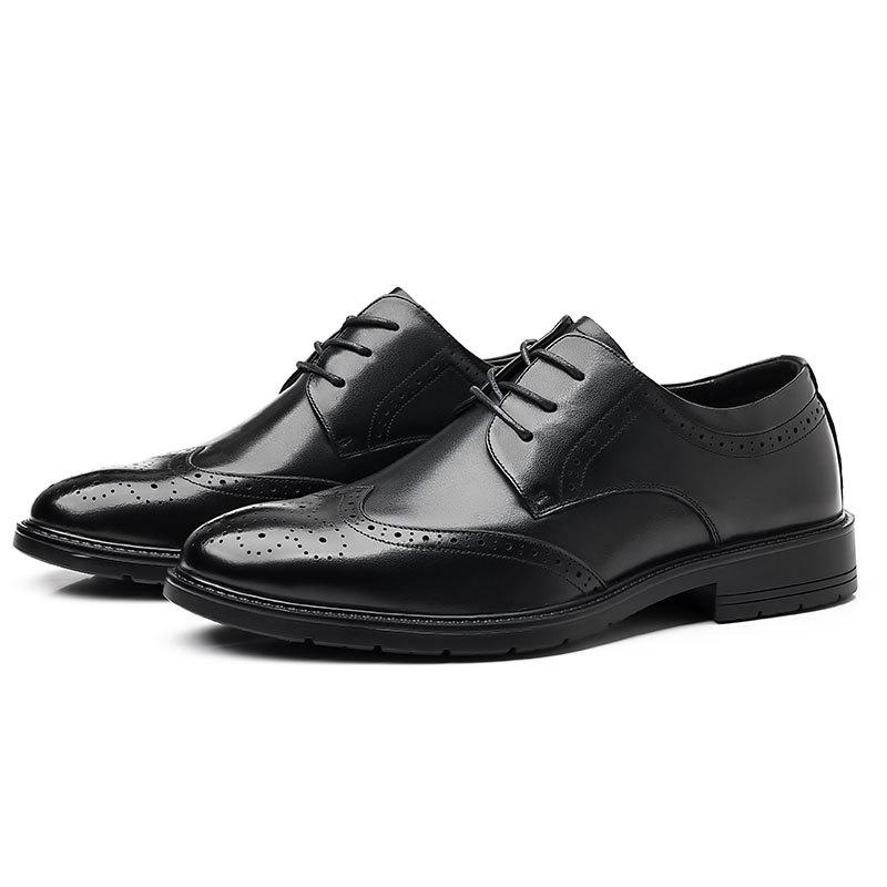 Leather shoes men's shoes leather high-end soft spring men's business dress suit leather shoes British style wedding shoes Brock shoes
