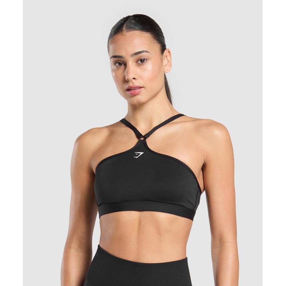 

Gymshark Спортивный бюстгальтер с бретелью через шею, черный B3c5j Bb2j XS