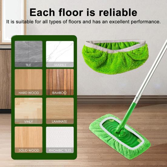 4/6 stk Mikrofiber Flatmopp Erstatningsklutdeksel Våt Tørr Rengjøring Vaskbare Moppdeksler for Swiffer Feiemopp