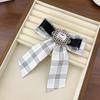 Vintage Fabric Bow Brooch Pin for Women Rhinestone Pearl Badge Shirt Dress Bowknot Elegant Lapel Pins Flower Accessories