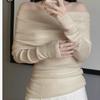 Autumn New Sexy One Shoulder Pullover Sweaters for Women Lapel Off Shoulder Long Sleeved Knitted Sweater Woman Elegant Casual Winter Knitwear 24861