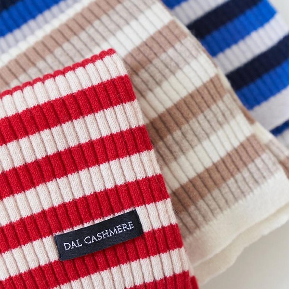 Dal Cashmere Knit Muffler Rib Blue
