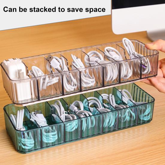 Data Cable Storage Dust-proof Large Space Box Anti-winding Desk Multi-purpose Charging Cable Organizer
